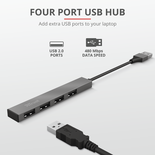 Trust USB hub 4-port mini Halyx (23786) slika 3