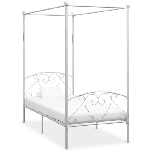 Okvir za krevet s nadstrešnicom bijeli metalni 120 x 200 cm slika 11