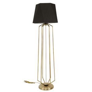 Alba Eskitme Lambader Altıgen Siyah Abajurlu Black Floor Lamp