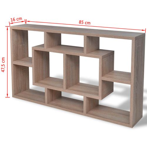 242549 Floating Wall Display Shelf 8 Compartments Oak Colour slika 34