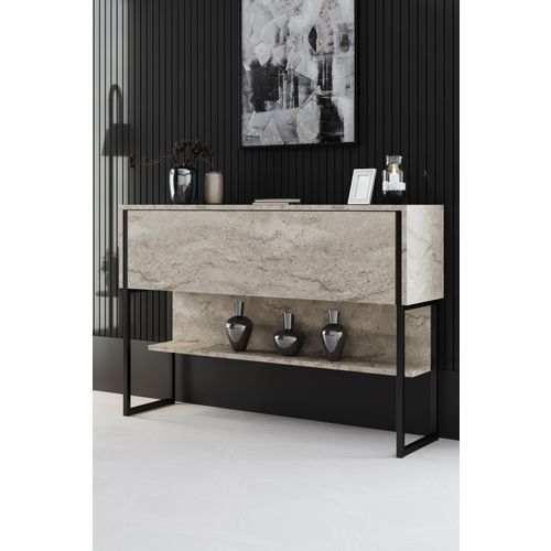 Woody Fashion Komoda LUXE, boja Travertine, crna boja slika 1