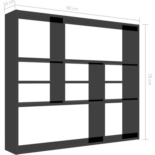 Zidna polica visoki sjaj crna 90 x 16 x 78 cm od iverice slika 6