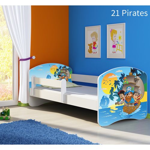 Dječji krevet ACMA s motivom, bočna bijela 160x80 cm 21-pirates slika 1