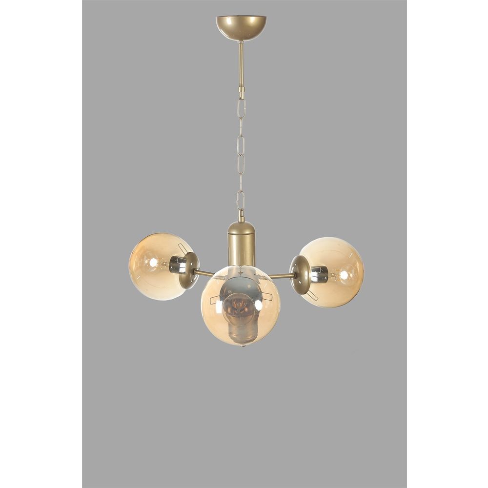 Bankok 3 Lü Eskitme Bal Camlı Avize Amber Gold slika 3
