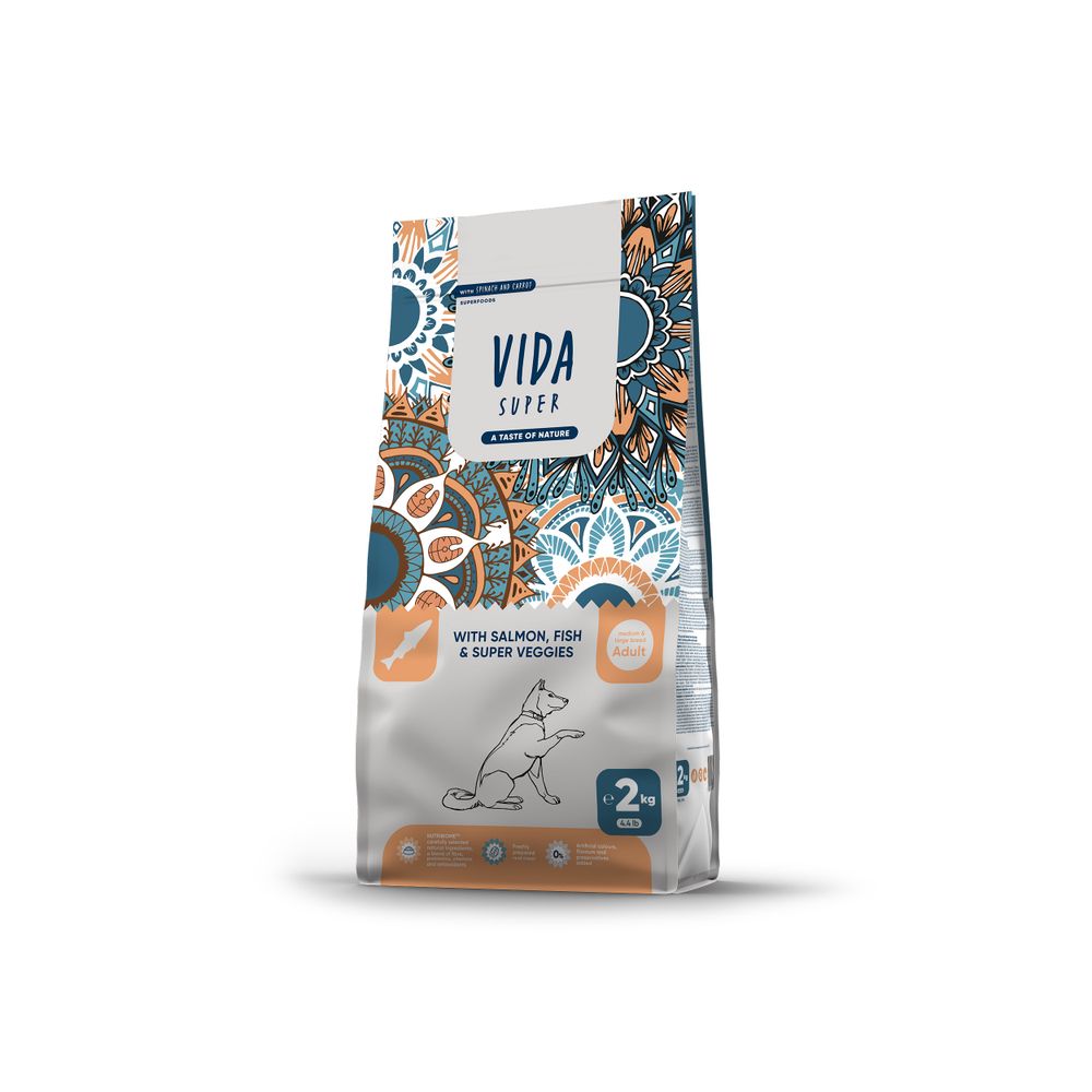 VIDA SUPER Suva hrana za odrasle pse srednjih i velikih rasa sa lososom, ribom i super veggies, 2 kg slika 1
