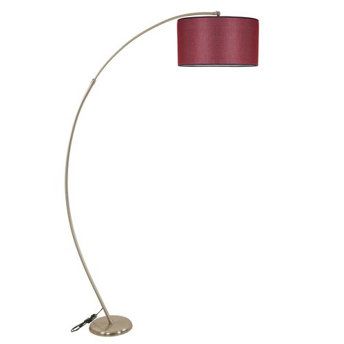 Mısra Mat Krom Lambader Silindir Hasır Bordo Abajurlu Claret Red Floor Lamp slika 2