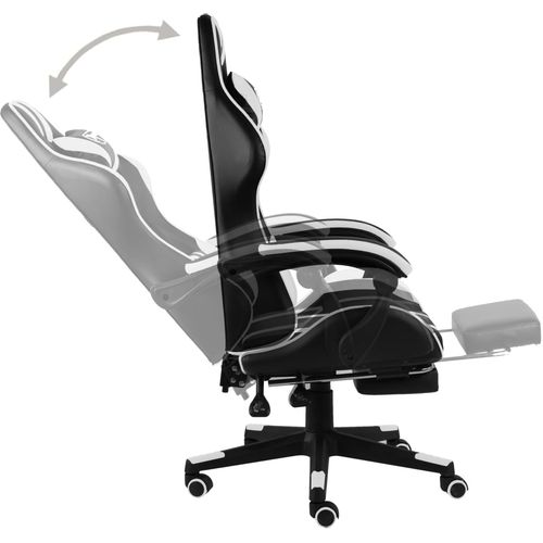 Igraća stolica od umjetne kože s osloncem za noge crno-bijela slika 9