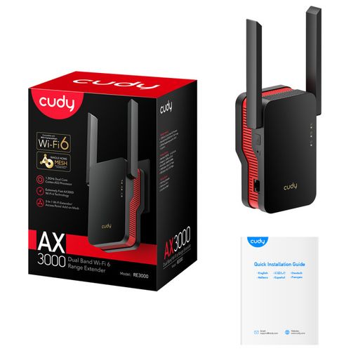 Cudy RE3000 AX3000 Wi-Fi 6 Range Extender, Dual Band 2.4+5Ghz,2x5dBi, 1xLAN, AP, Add-On mesh, LED slika 1