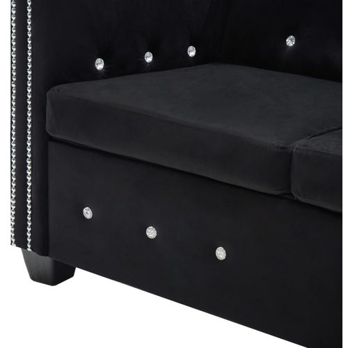 Chesterfield sofa za dvoje s baršunastom presvlakom 146 x 75 x 72 cm crna slika 53