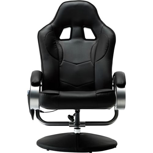 Masažna stolica s osloncem od umjetne kože crna slika 29
