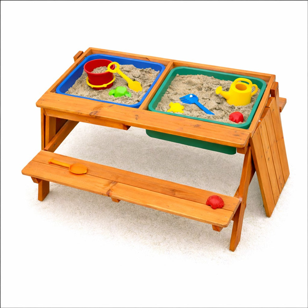 Kinder Home Dječiji drveni sto sa klupama i pješčanikom 2U1 slika 4