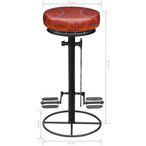 Barski stolac od prave kože crno smeđi slika 23