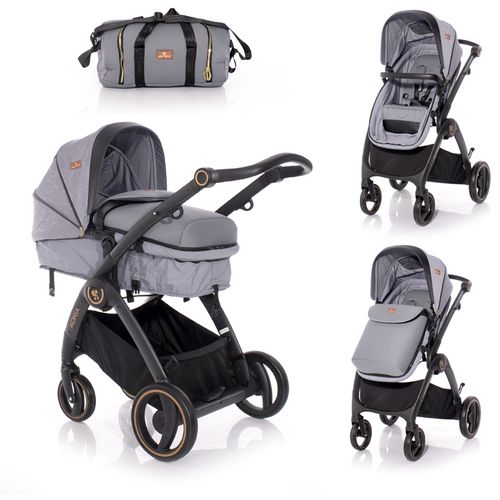 LORELLI ADRIA Kolica Grey 2u1 SET: Košara + Putna Torba + Zimska Navlaka (do 15 kg) slika 1