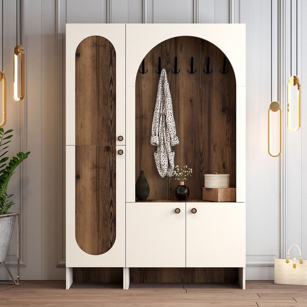 Hall Stand Palermo Kl - Krem i Orah slika 2