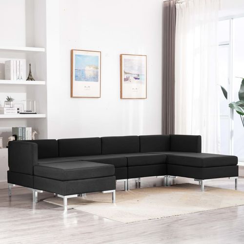 6-dijelni set sofa od tkanine crni slika 1