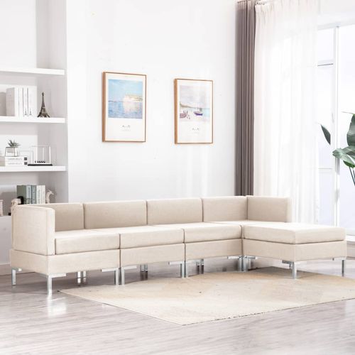 5-dijelni set sofa od tkanine krem slika 33