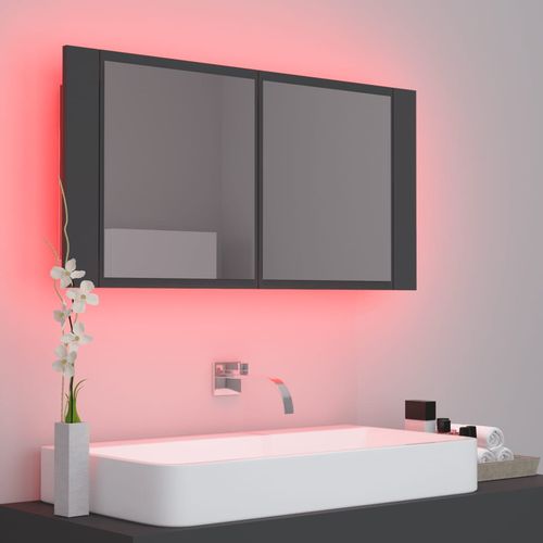 LED kupaonski ormarić s ogledalom sivi 90 x 12 x 45 cm slika 14