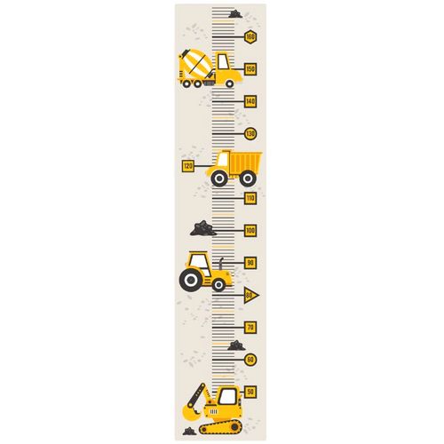 Pastelowe naljepnica za mjerenje visine djece građevinska vozila žuta slika 2