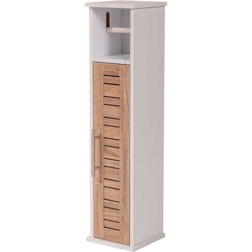 TENDANCE DRŽAČ TOALET PAPIRA SA OSTAVOM STOCHKLOM 18X18X75 CM MDF BAMBUS BELA 9912306 slika 3