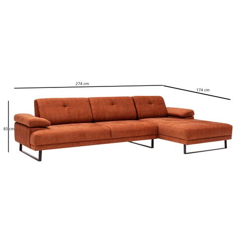 Atelier Del Sofa Mustang Mali Desni - Narandžasti Ugao Kauč slika 14