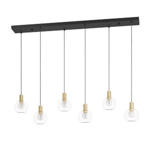 TERQUE LED viseći luster 6x5,4W 3000K 3060 lm – crna / brušeni mesing / prozirno staklo