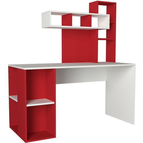 Woody Fashion Radni stol, Bijela boja Crvena, Coral - White, Red slika 4
