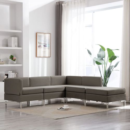 5-dijelni set sofa od tkanine smeđe-sivi slika 1