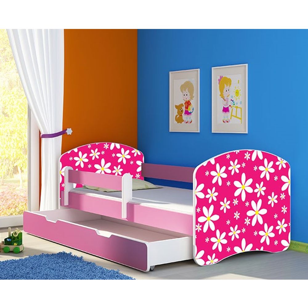 ACMA Dječiji krevet Acma II sa ladicom Pink - 140x70cm - Dezen 23 slika 1