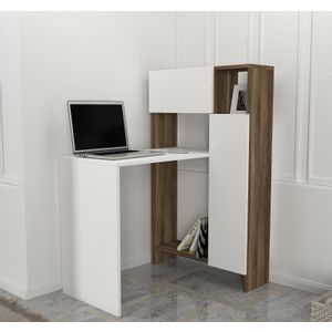 Woody Fashion Radni stol, Bijela boja Orah, Mia - White, Walnut