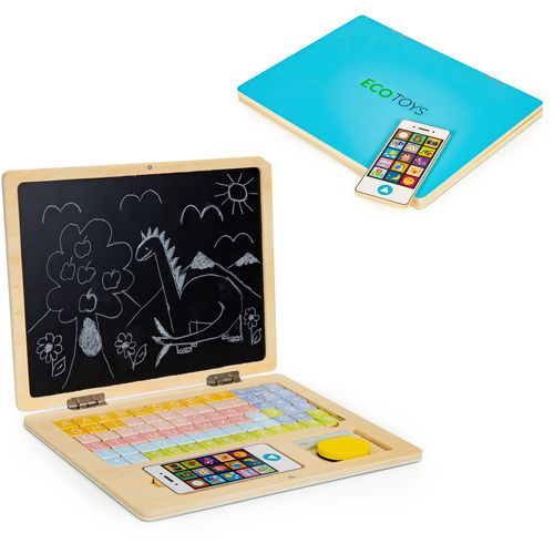 EcoToys edukativni laptop za crtanje 2u1 sa 78 magneta plavi slika 5