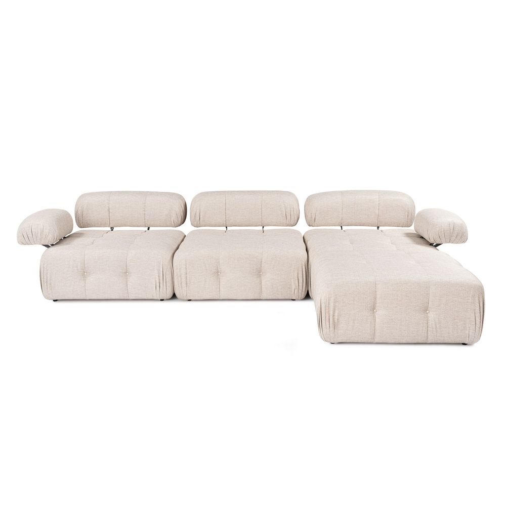 Doblo 3 Sjedala sa Pouffom (L1-O1-1R-Pouffe) - Svijetlosmeđi Kutni Sofe slika 11