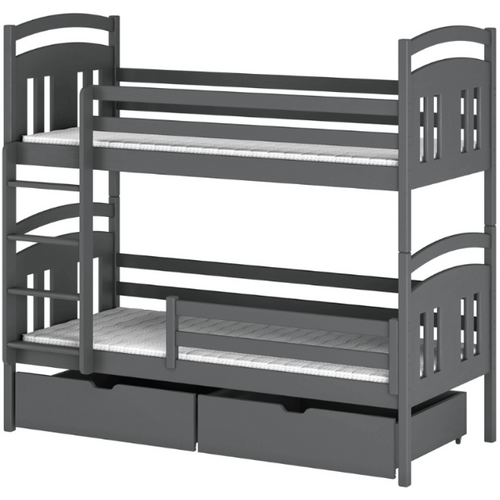 Drveni dječji krevet na kat Hugo s ladicom - grafit - 200*90 cm slika 1