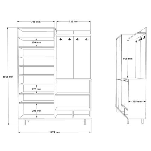 OS1-SW Oak
White Hall Stand slika 7