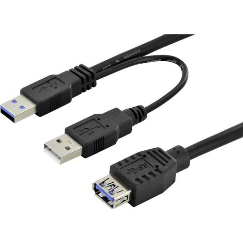 Digitus USB kabel USB 3.2 gen. 1 (USB 3.0) USB-A utikač, USB-A utičnica 0.30 m crna okrugli, dvostruko zaštićen DB-300140-003-S slika 1