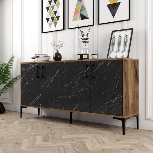 Woody Fashion Komoda, Kiev 160 - Walnut, Black Marble slika 2