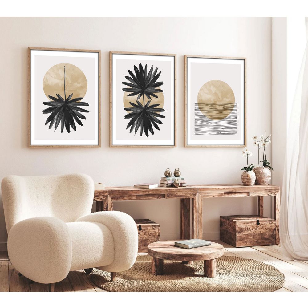 Huhu210 - Dekorativna Slika u Okviru od MDF-a, 50 x 70 cm, Višebojna (Set od 3 Komada) slika 3