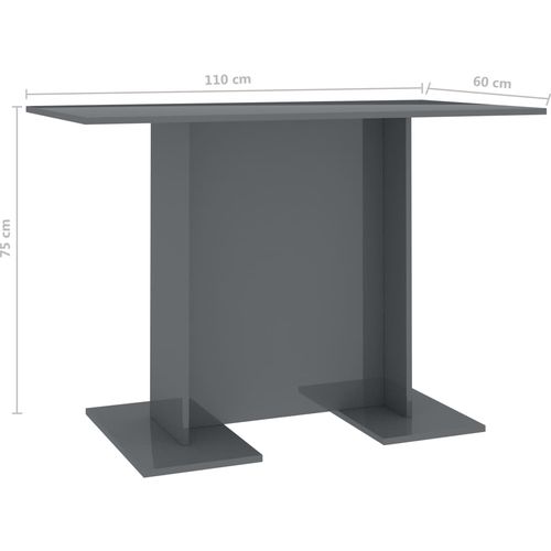 Blagovaonski stol visoki sjaj sivi 110 x 60 x 75 cm od iverice slika 12