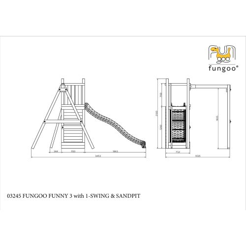 Fungoo Set Funny 3 s peščanikom i ljuljaškom - drveno dečije igralište slika 6