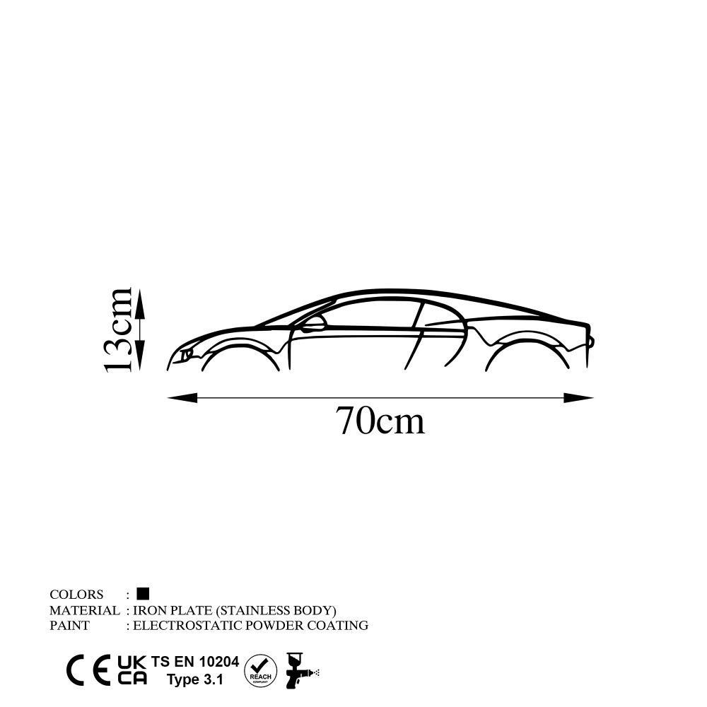 Dekorativni Metalni Zidni Ukras - Bugatti Veyron Silueta u Crnoj Boji slika 5