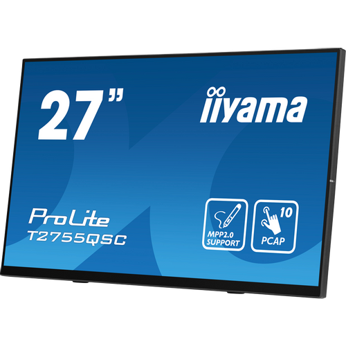 IIYAMA T2755QSC-B1 Monitor 27” Optical Bonded PCAP 10pt IPS Edge to edge glass 2560 x 1440 @75Hz 400 cd/m² HDMI DP USB Hub Tilt angle 15° up; 70° down slika 3