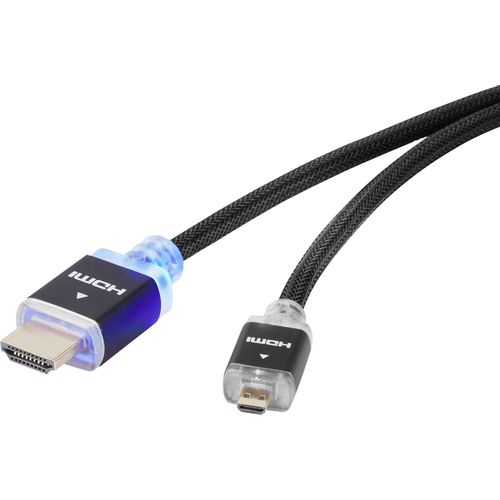 SpeaKa Professional HDMI priključni kabel HDMI A utikač, HDMI Micro D utikač 3.00 m crna SP-7870608 audio povratni kanal (arc), pozlaćeni kontakti, obložen, s LED, Ultra HD (4K) HDMI HDMI kabel slika 5