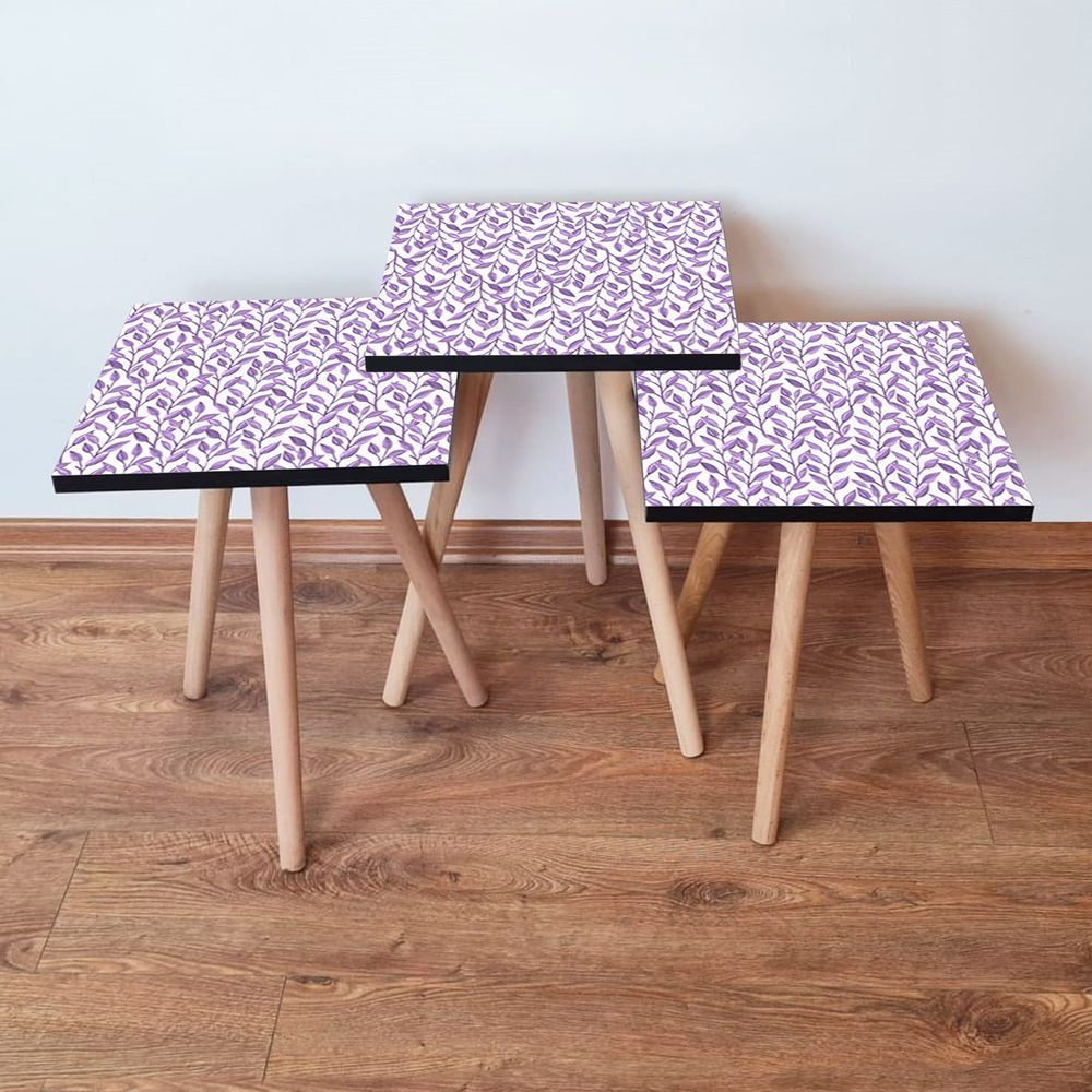 Nesting Table 3Shp247 - Set od 3 komada u bijeloj i ljubičastoj boji slika 1