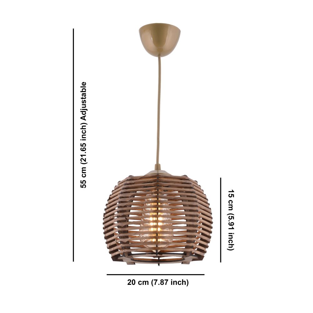 Luster Koce Brown sa Drvenim Tijelom slika 5