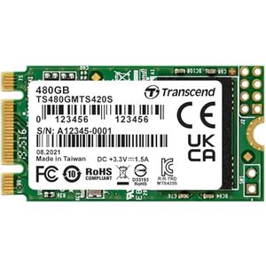 Transcend TS480GMTS420S M.2 SATA III 480GB, 2242, B+M Key, TLC, DRAM-less, Read up to 530MB/s, Write up to 480 MB/s, Single-sided