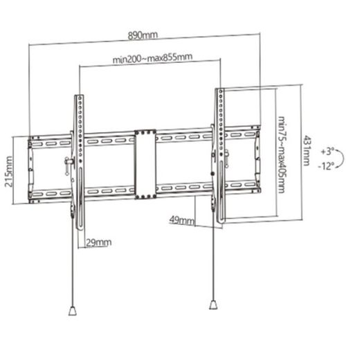 WM-90T-01 Gembird tilt VESA max 80x40cm 43-90 max.70kg A slika 3