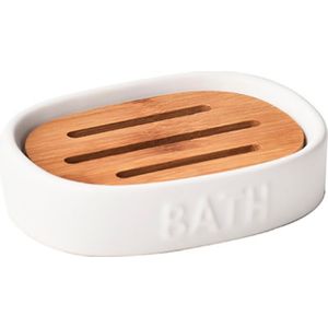 TENDANCE DRŽAČ SAPUNA BATH DOLOMIT/BAMBUS, BIJELI