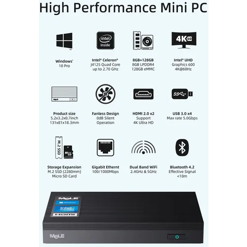 Mini PC MELE Quieter 2Q fanless Win11 Pro slika 7