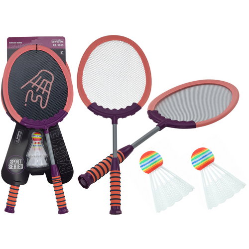 Set od 2 reketa za badminton - 2 loptice za badminton - Ružičasta boja slika 1