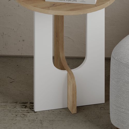 Woody Fashion Pomoćni stol, Bijela boja hrast, Luna - Oak, White slika 4