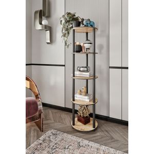  Bookshelf Bookcase 5 Tiers Round, colour Oak